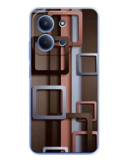 Чехол для Xiaomi Redmi 15C с картинкой «Коричневые объемные квадраты»