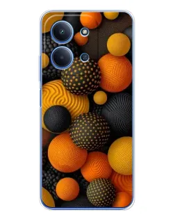 Чехол для Xiaomi Redmi 15C с картинкой «Объемные оранжевые сферы»