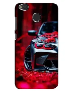 Чохол для Xiaomi Redmi 4X з картинкою «Спортивна BMW та квіти»