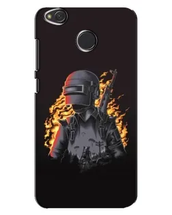 Чехол для Xiaomi Redmi 4X с картинкой «PUBG — огненный силуэт»