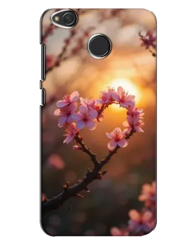 Чохол для Xiaomi Redmi 4X з картинкою «Рожевий цвіт  сердечко на тлі заходу»