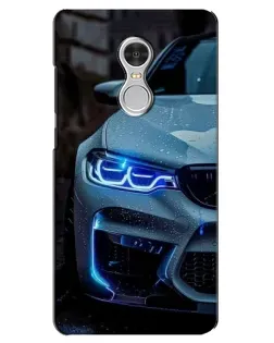 Чохол для Xiaomi Redmi 5 з картинкою «Погляд BMW з синіми фарами»