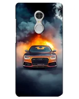 Чохол для Xiaomi Redmi 5 з картинкою «Audi у вогняному диму»