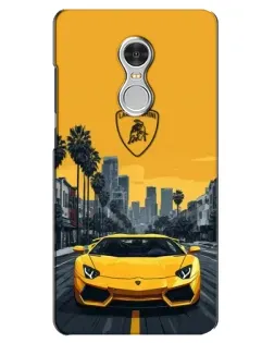 Чохол для Xiaomi Redmi 5 з картинкою «Жовтий Lamborghini місто»