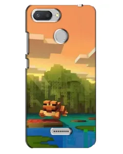 Чехол для Xiaomi Redmi 6 с картинкой «Майнкрафт закат солнца»