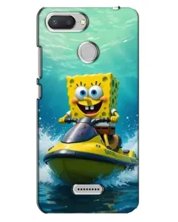 Чехол для Xiaomi Redmi 6 с картинкой «Спанч Боб на гидроцикле»
