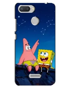 Чехол для Xiaomi Redmi 6 с картинкой «Губка Боб и Патрик ночью»