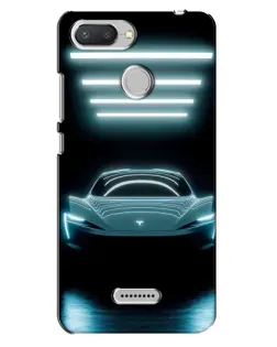 Чехол для Xiaomi Redmi 6 с картинкой «Tesla в неоне»