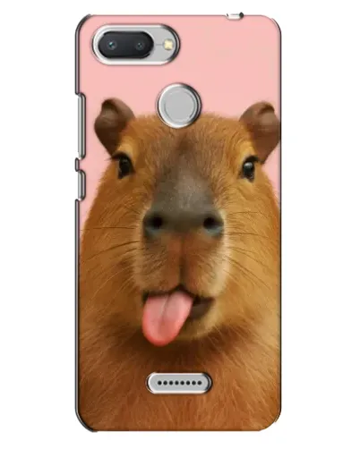 Чехол для Xiaomi Redmi 6 с картинкой «Капибара с языком»