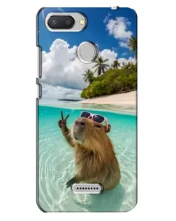 Чехол для Xiaomi Redmi 6 с картинкой «Капибара на море»