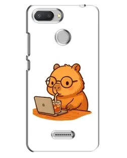 Чехол для Xiaomi Redmi 6 с картинкой «Капибара с ноутбуком»