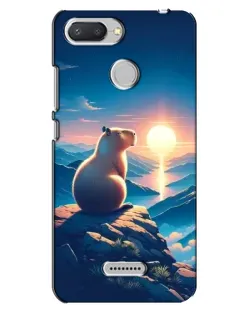 Чехол для Xiaomi Redmi 6 с картинкой «Закат солнца с капибарой»