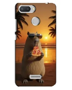Чехол для Xiaomi Redmi 6 с картинкой «Капибара с пиццей»