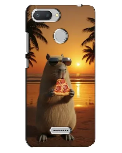 Чехол для Xiaomi Redmi 6 с картинкой «Капибара с пиццей»