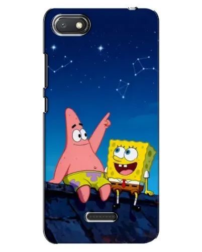 Чехол для Xiaomi Redmi 6A с картинкой «Губка Боб и Патрик ночью»