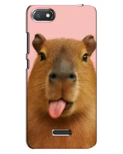 Чехол для Xiaomi Redmi 6A с картинкой «Капибара с языком»