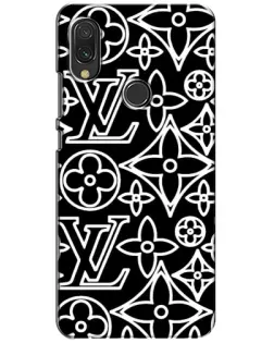 Чехол для Xiaomi Redmi 7 с картинкой «Черно-белый узор LV»
