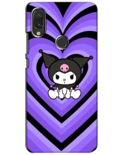 Чохол для Xiaomi Redmi 7 з картинкою «Kuromi та фіолетові серця»