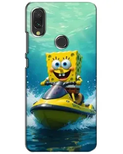Чохол для Xiaomi Redmi 7 з картинкою «Спанч Боб на гідроциклі»