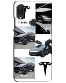 Чохол для Xiaomi Redmi 7 з картинкою «Колаж Cybertruck Tesla»