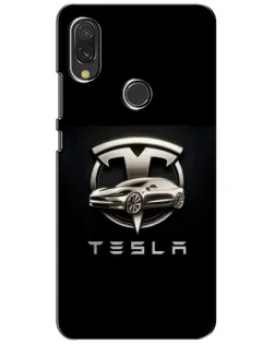 Чохол для Xiaomi Redmi 7 з картинкою «Tesla — срібне авто»