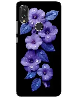 Чохол для Xiaomi Redmi 7 з картинкою «Фіолетові квіти з росою»