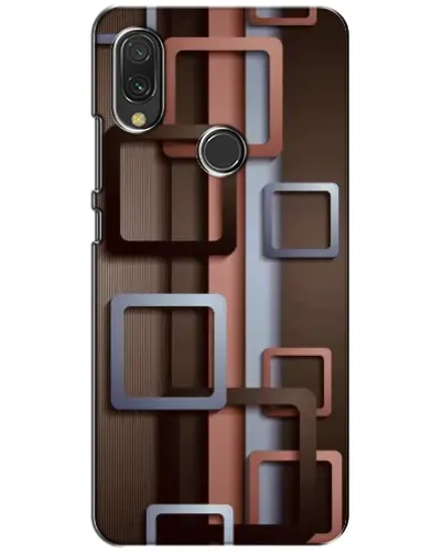 Чехол для Xiaomi Redmi 7 с картинкой «Коричневые объемные квадраты»