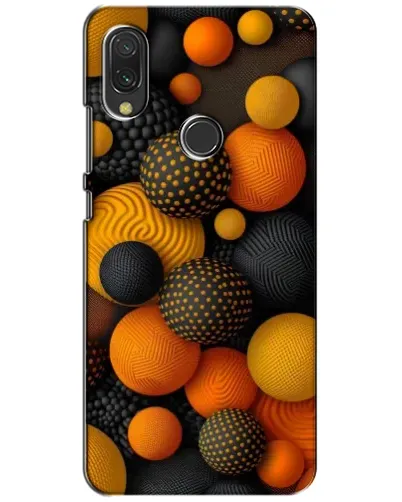 Чехол для Xiaomi Redmi 7 с картинкой «Объемные оранжевые сферы»