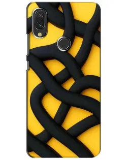 Чехол для Xiaomi Redmi 7 с картинкой «Черное желтое переплетение»
