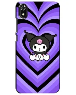 Чохол для Xiaomi Redmi 7A з картинкою «Kuromi та фіолетові серця»