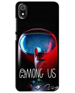 Чехол для Xiaomi Redmi 7A с картинкой «Красный импостер — макро»