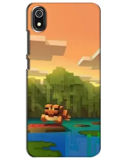 Чехол для Xiaomi Redmi 7A с картинкой «Майнкрафт закат солнца»