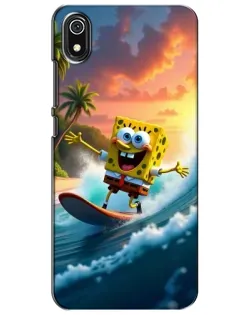 Чехол для Xiaomi Redmi 7A с картинкой «Губка Боб серфингист»