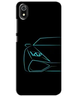 Чохол для Xiaomi Redmi 7A з картинкою «Блакитний силует Lamborghini»