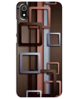 Чехол для Xiaomi Redmi 7A с картинкой «Коричневые объемные квадраты»