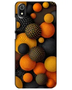 Чехол для Xiaomi Redmi 7A с картинкой «Объемные оранжевые сферы»