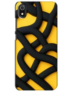 Чехол для Xiaomi Redmi 7A с картинкой «Черное желтое переплетение»