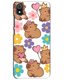 Чохол для Xiaomi Redmi 7A з картинкою «Квітковий паттерн капібар»
