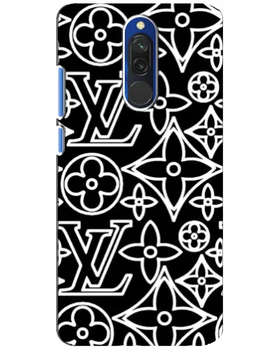 Чехол для Xiaomi Redmi 8 с картинкой «Черно-белый узор LV»