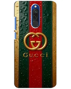 Чехол для Xiaomi Redmi 8 с картинкой «Gucci — фирменная полоса и золото»