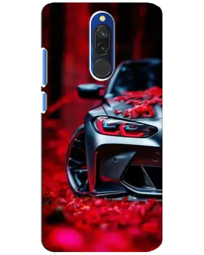 Чехол для Xiaomi Redmi 8 с картинкой «Спортивная BMW и цветы»