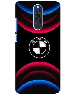 Чехол для Xiaomi Redmi 8 с картинкой «Логотип BMW и неоновые дуги»