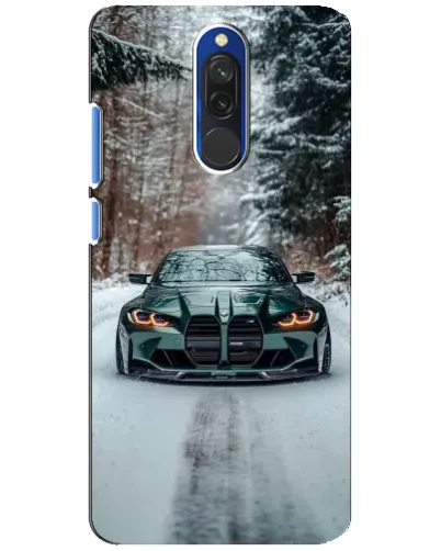 Чехол для Xiaomi Redmi 8 с картинкой «BMW в зимнем лесу»