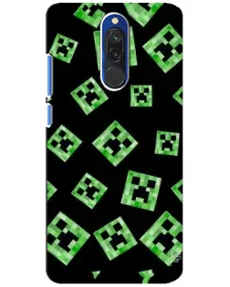 Чехол для Xiaomi Redmi 8 с картинкой «Паттерн с криперами»