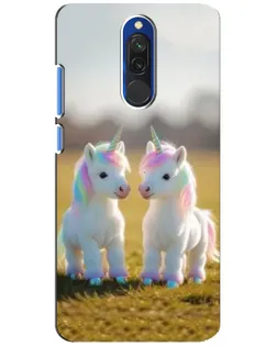 Чехол для Xiaomi Redmi 8 с картинкой «Пара единорогов»