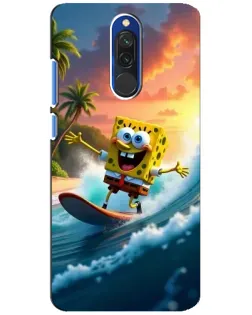 Чехол для Xiaomi Redmi 8 с картинкой «Губка Боб серфингист»
