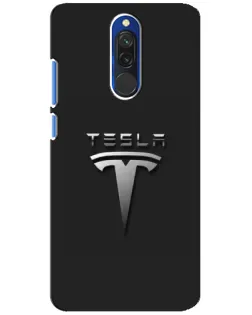 Чехол для Xiaomi Redmi 8 с картинкой «Стальной логотип Tesla»