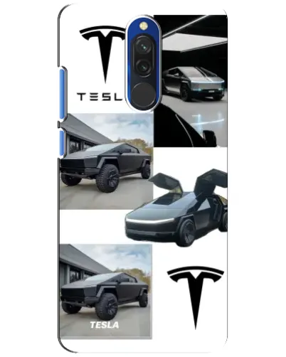 Чехол для Xiaomi Redmi 8 с картинкой «Коллаж Cybertruck Tesla»