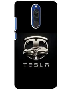 Чехол для Xiaomi Redmi 8 с картинкой «Tesla — серебристое авто»