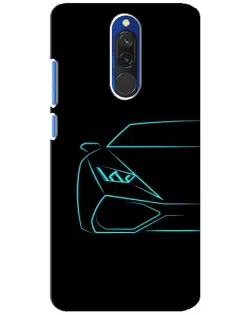 Чехол для Xiaomi Redmi 8 с картинкой «Голубой силуэт Lamborghini»